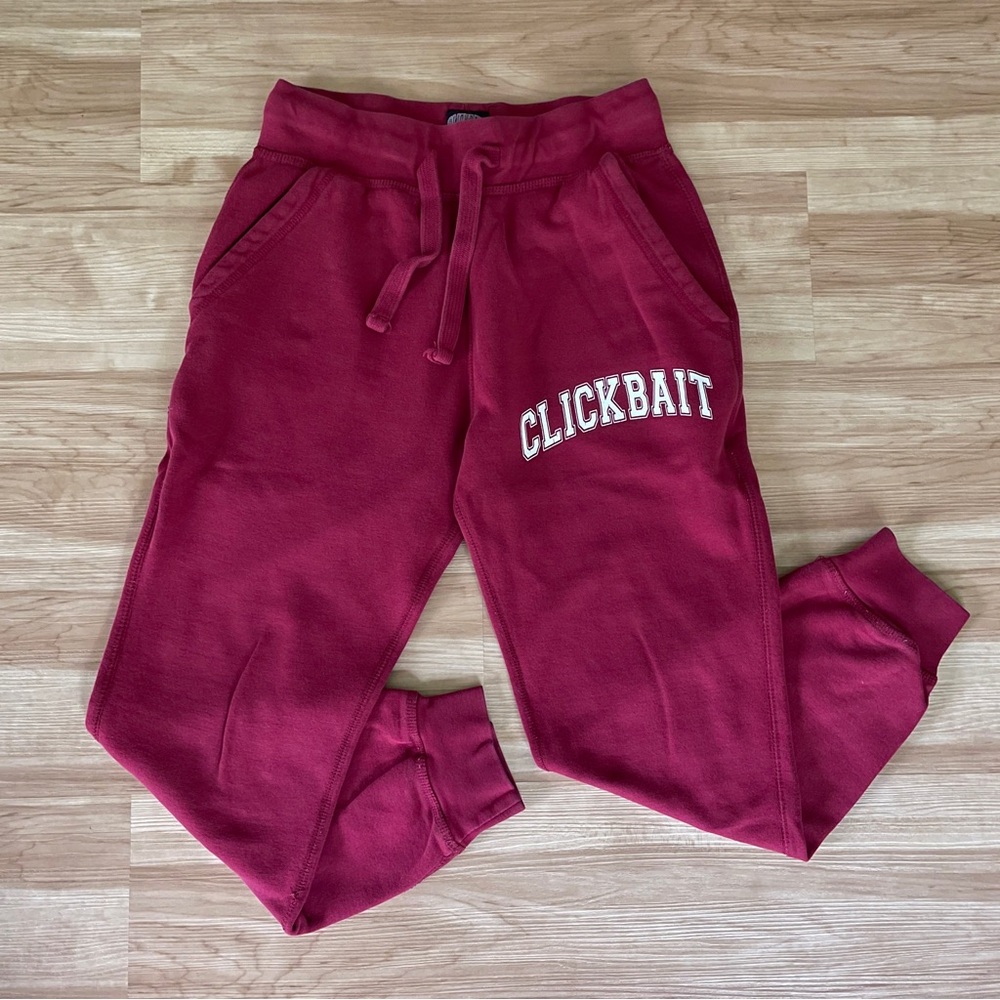 David Dobrik Clickbait Sweatpants Sz S Authorized Fanjoy Burgundy Pants